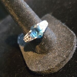 London Blue And WhiteTopaz Silver Ring, 8